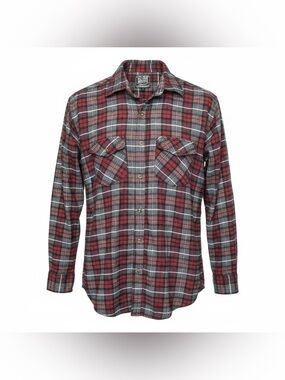 Vintage Workwear Red Plaid Flannel Shirt